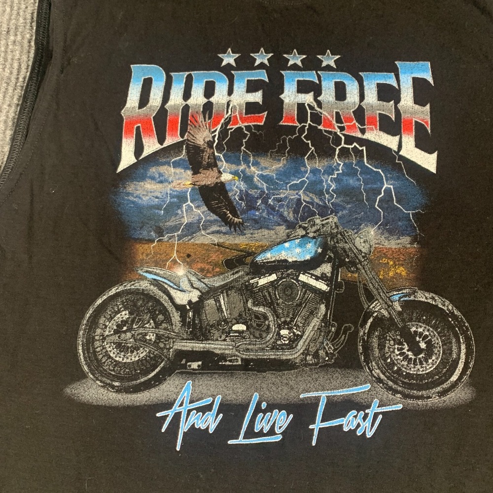Celebrate Patriotic T Shirt Men's L Black Motorcycle Biker Sleeveless Ride Free - Picture 3 of 11